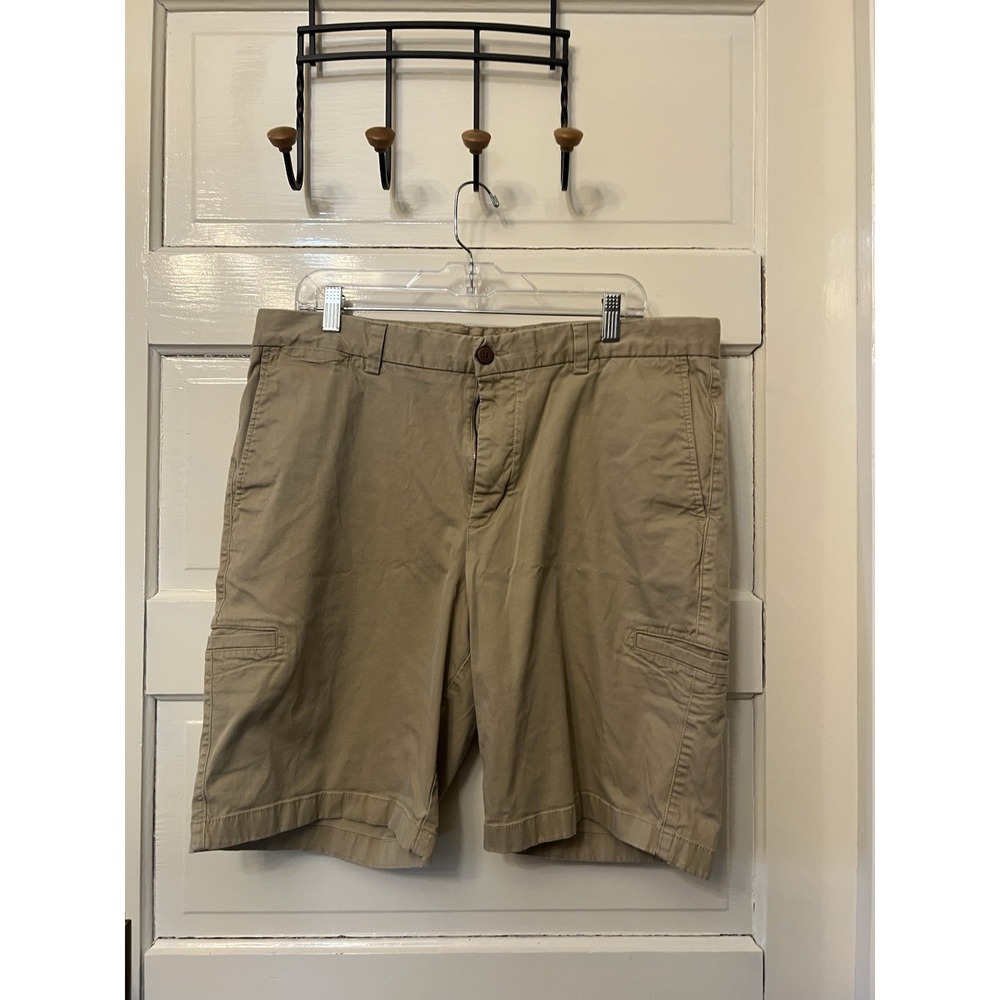 Tommy Bahama Mens Cargo Shorts 38 Khaki Beige Utility Cotton Blend Flat Front